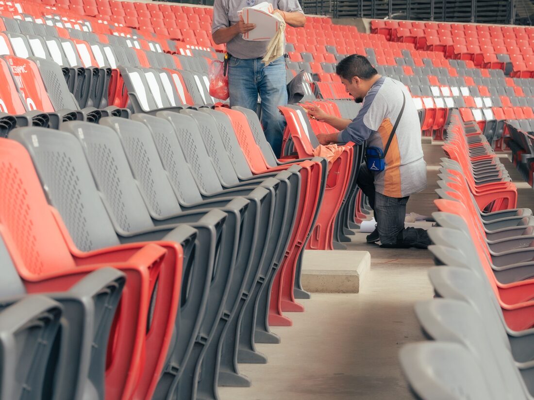 Peache team keeping a facility clean