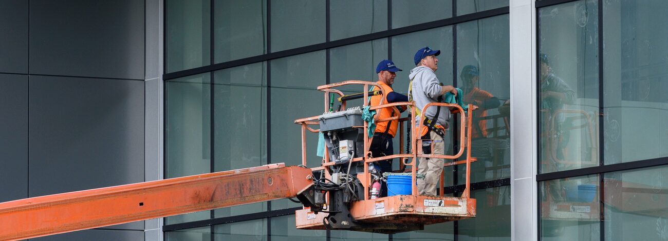 Crew cleaning a commercial facility